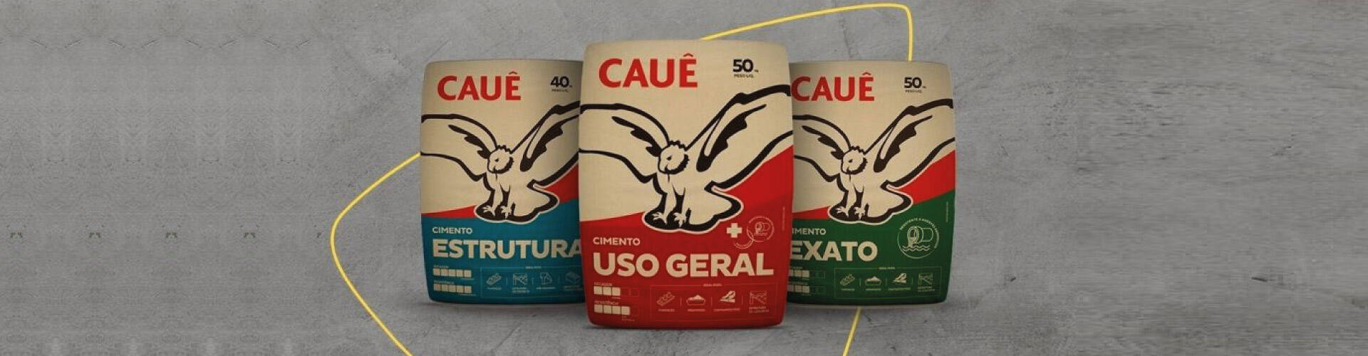 Tipos de cimentos da cau&ecirc;, sendo uso geral, estrutural e exato.