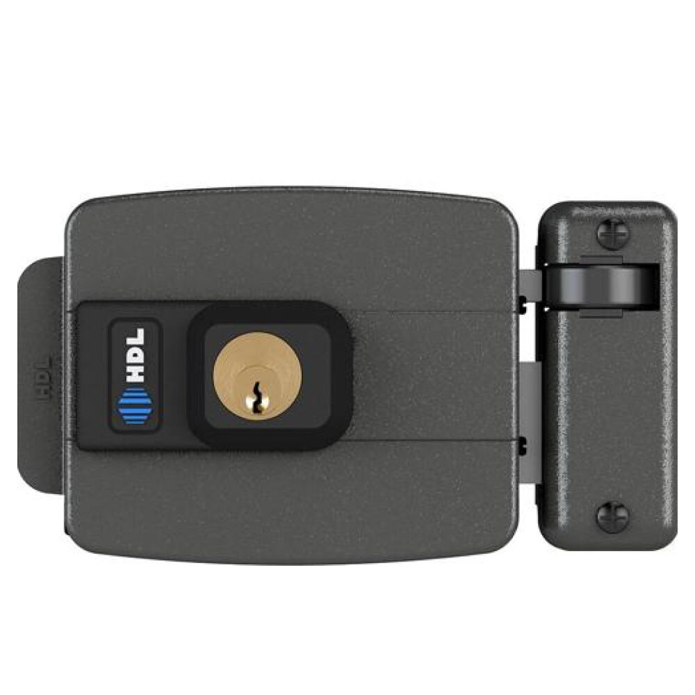 Fechadura El&eacute;trica C90 Fixa Abertura para Dentro Cinza HDL