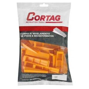 Cunha de Pl&aacute;stico para Nivelamento Amarelo com 50 Pe&ccedil;as 60694 Cortag