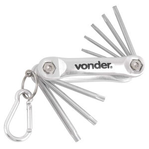 Jogo de Chaves Hexalobular T9 a T40 com Suporte em Alum&iacute;nio 8 Pe&ccedil;as Vonder