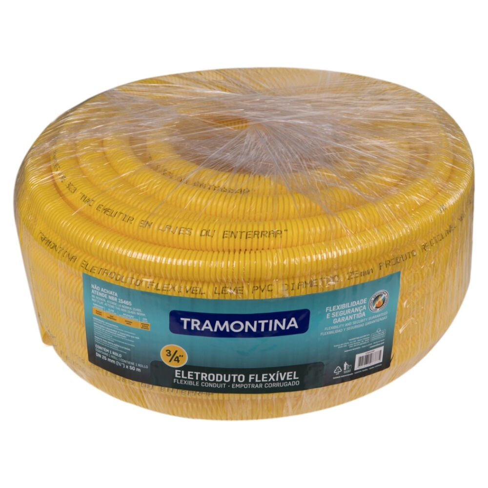 Eletroduto Corrugado DN25 Amarelo Tramontina