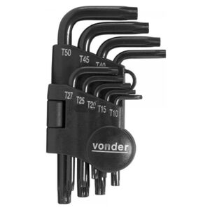 Jogo de Chaves Hexalobular T10 a T50 com 9 Pe&ccedil;as VTX4 Vonder