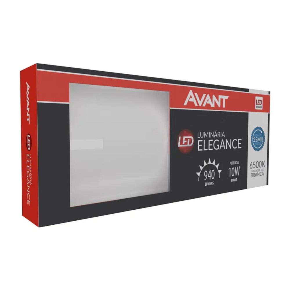 Lumin&aacute;ria Led Elegance 10W 6500K Bivolt Avant
