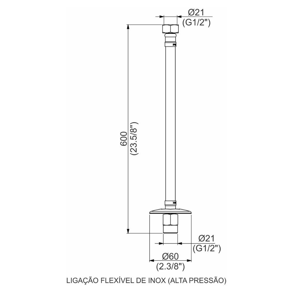 Perflex Construction Ligação Flexível Inox Ap DN15x60cm Perflex | Amigo Construtor