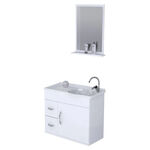 Gabinete Suspenso para Banheiro com Lavat&oacute;rio e Espelheira Siena 55,5cm Branco A.J. Rorato