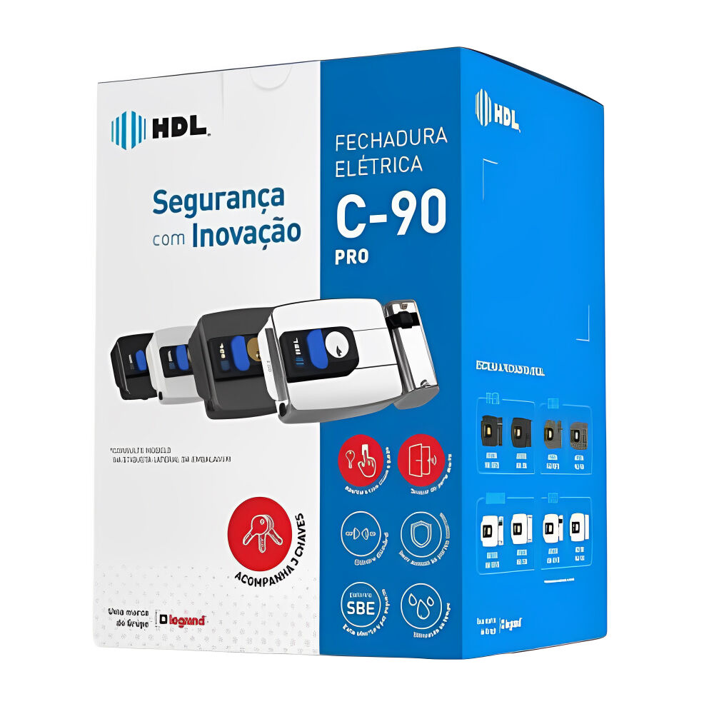 Fechadura El&eacute;trica C90 Fixa Abertura para Dentro Cinza HDL