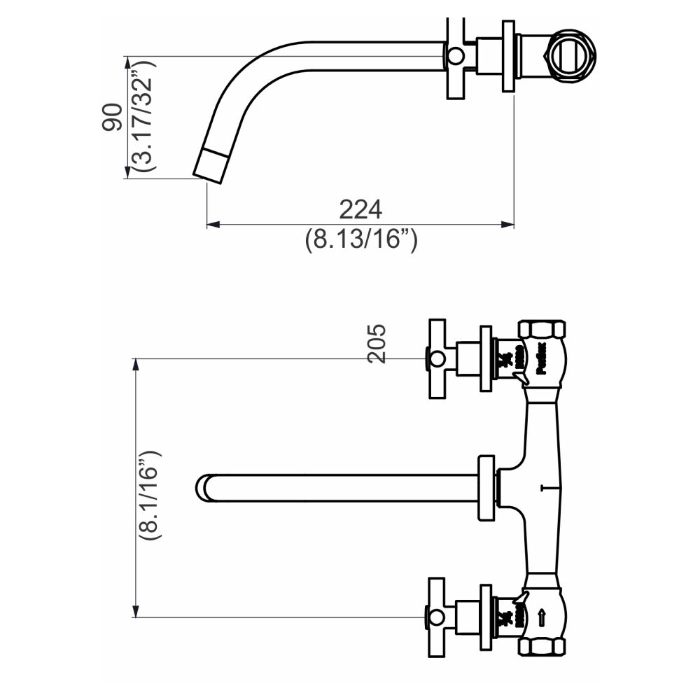 Torneira Misturador de Parede para Banheiro Slim Cross Perflex