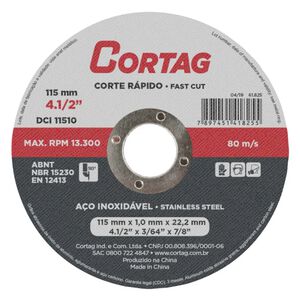 Disco de Corte Fino 115mm 4.1/2&Prime; Cortag