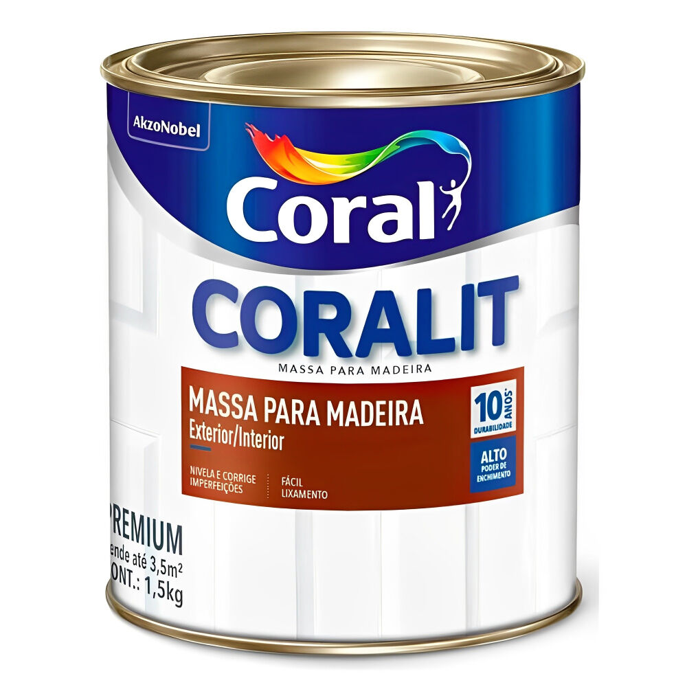 Massa para Madeira Branco 1,5Kg Coral