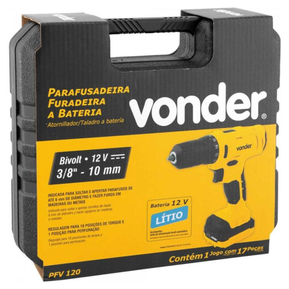 Furadeira Parafusadeira PFV120 12V Bivolt Vonder