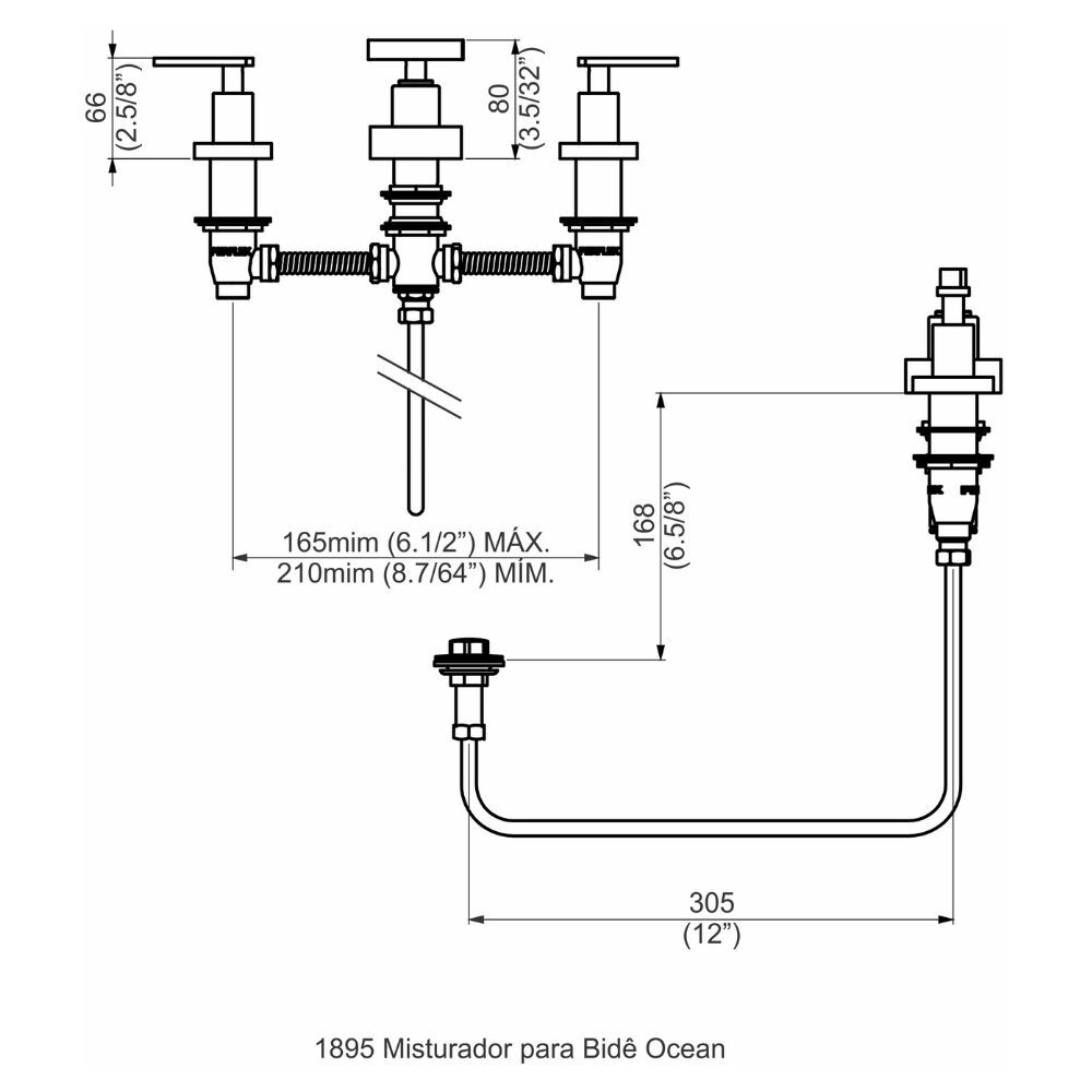 Misturador para Bid&ecirc; Ocean Perflex