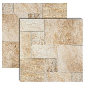 Piso Cer&acirc;mico Marmorizado Acetinado Borda Arredondada 61x61cm Triton Bege Ceral (Caixa com 2,65m&sup2;)