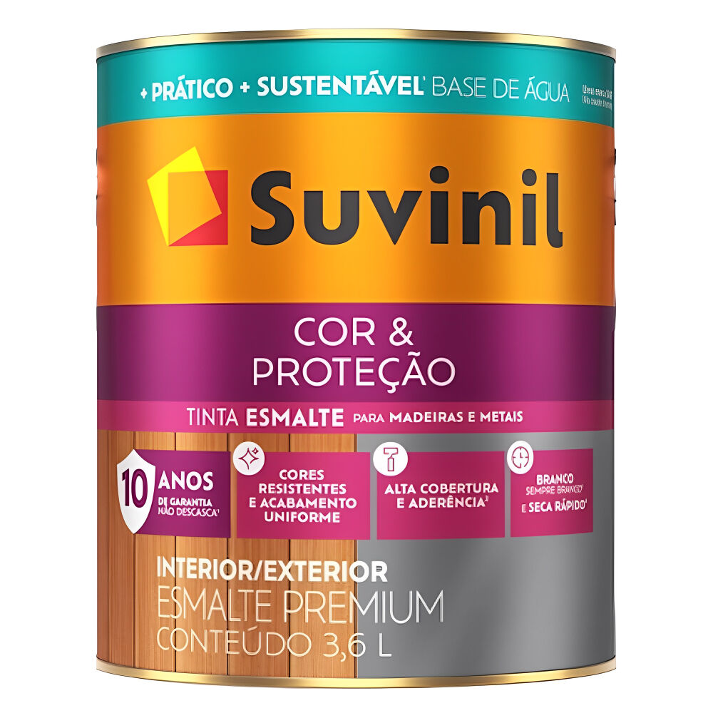 Esmalte Brilhante Premium Cor & Prote&ccedil;&atilde;o Base &Aacute;gua Branco 3,6L Suvinil