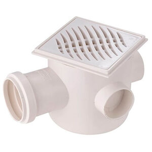 Caixa Sifonada Montada com Grelha e Porta Grelha Quadrado 100x100x50mm Branca Tigre