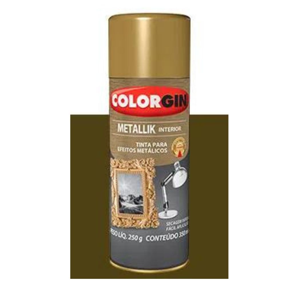 Tinta Spray Interior Metallik Ouro 350ml Colorgin
