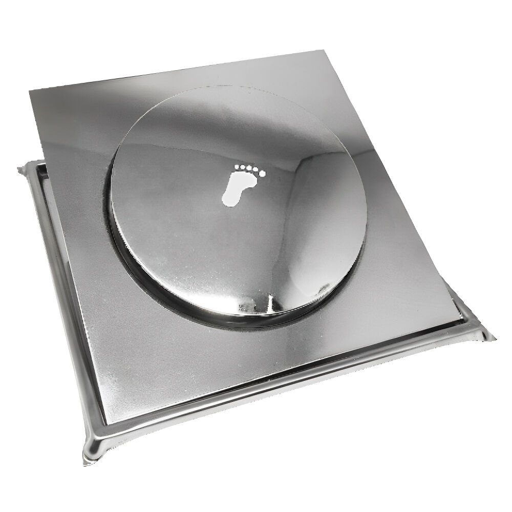 Ralo Click com Porta Grelha 15x15cm Cromado Metalplas