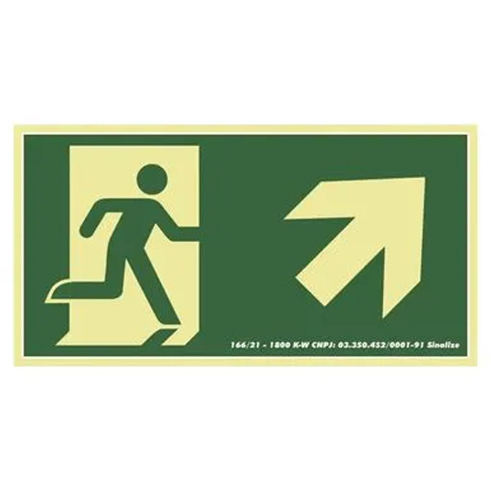 Placa de Sinaliza&ccedil;&atilde;o PVC Fotoluminescente Sa&iacute;da Direita Cima 30x15cm Sinalize