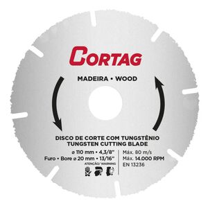 Discos de Corte Tungst&ecirc;nio 110mm Cortag