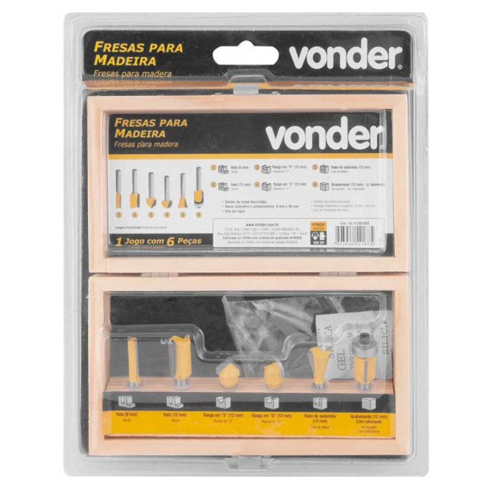 Jogo de Fresas para Madeira com 6 Pe&ccedil;as Vonder