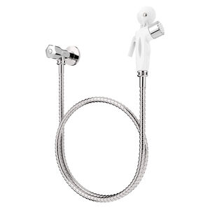 Ducha Higi&ecirc;nica com Kit Completo Gatilho Branco com Mangueira Cromada 1,2m Blukit