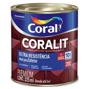 Esmalte Sint&eacute;tico Coralit Madeiras e Metais Brilhante Ultra Resist&ecirc;ncia 225ml Coral