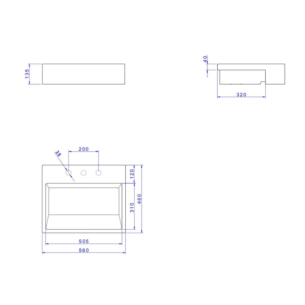 Cuba de Semi Encaixe Retangular com Mesa e V&aacute;lvula Oculta Branco Deca
