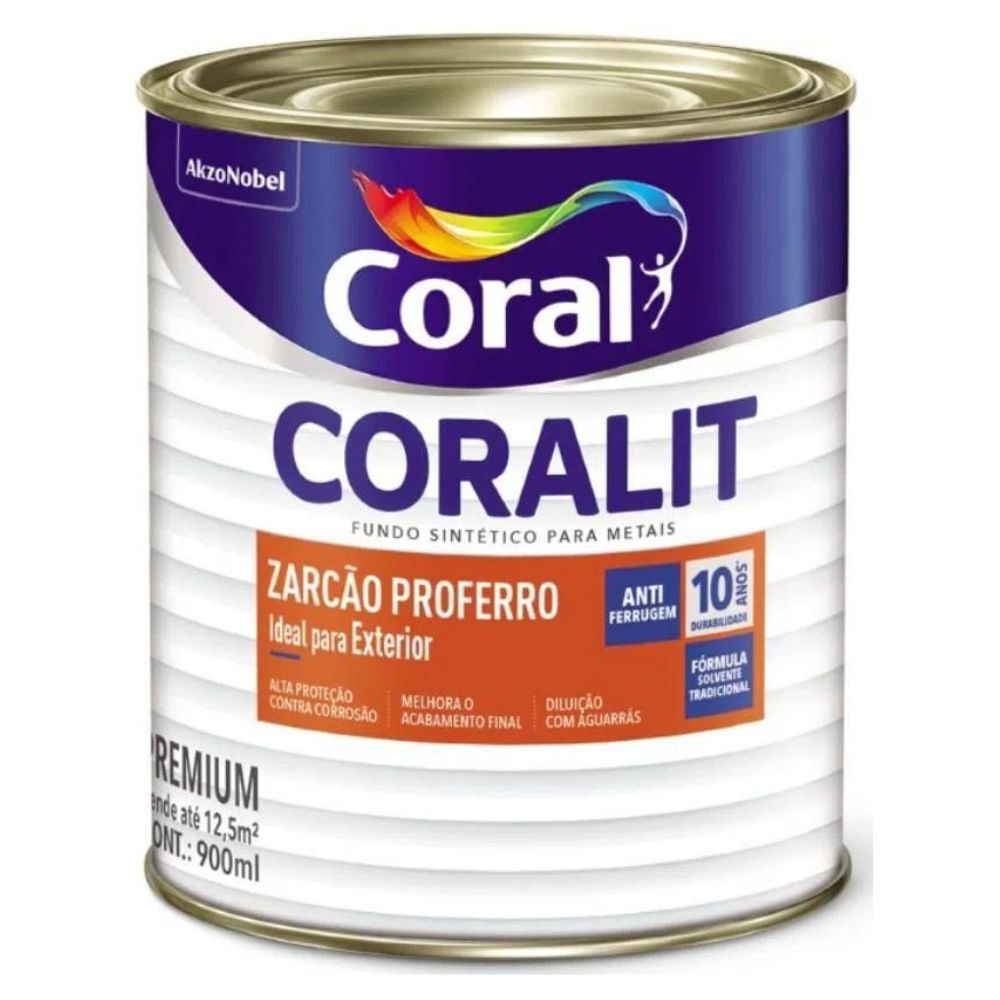Fundo Zarc&atilde;o Proferro Coralit Laranja 900ml Coral