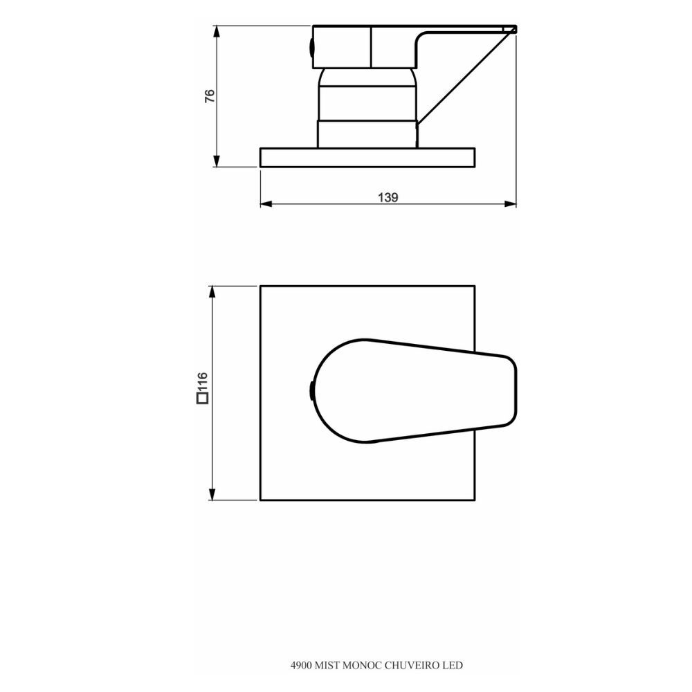 Misturador Monocomando para Chuveiro Led Rose Fosco Perflex
