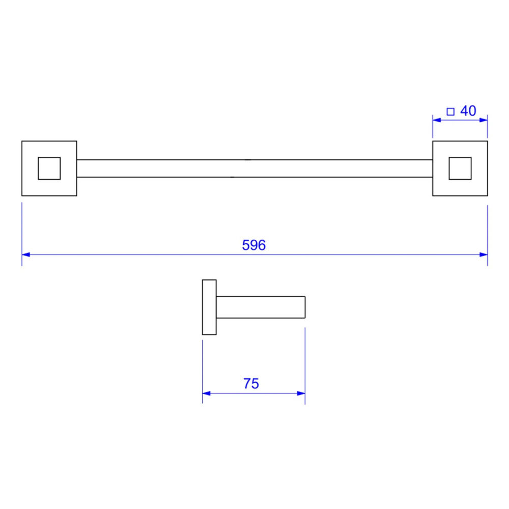Porta Toalha Barra Quadratta Black Matte Deca