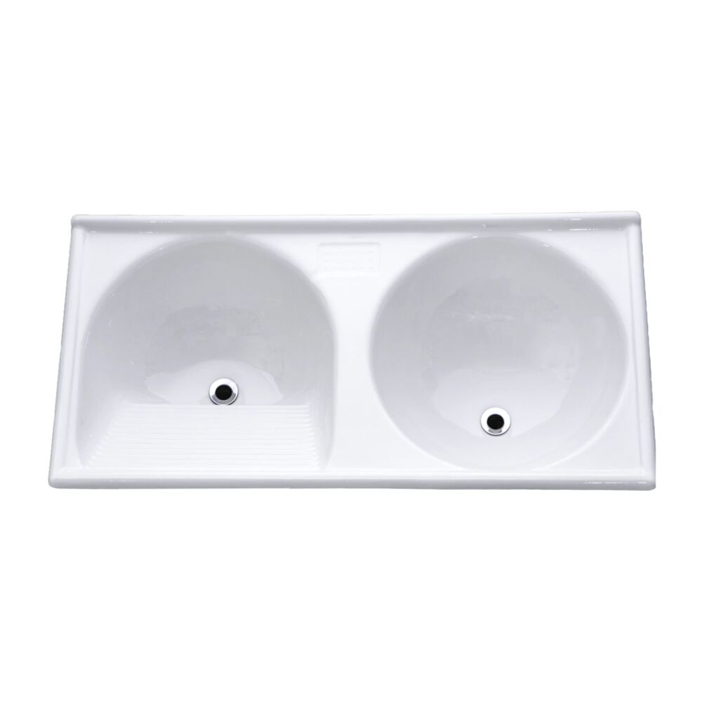 Tanque Duplo em Marmofibra 140x65cm Decoralita