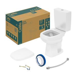 Kit Vaso Sanit&aacute;rio com Caixa Acoplada e Acess&oacute;rios de Fixa&ccedil;&atilde;o City Branco Celite