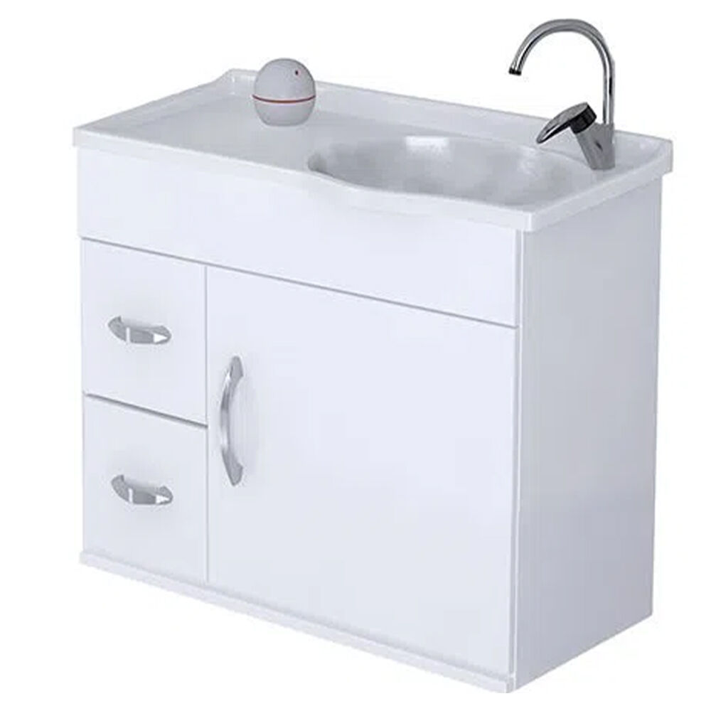 Gabinete Suspenso para Banheiro com Lavat&oacute;rio e Espelheira Siena 55,5cm Branco A.J. Rorato