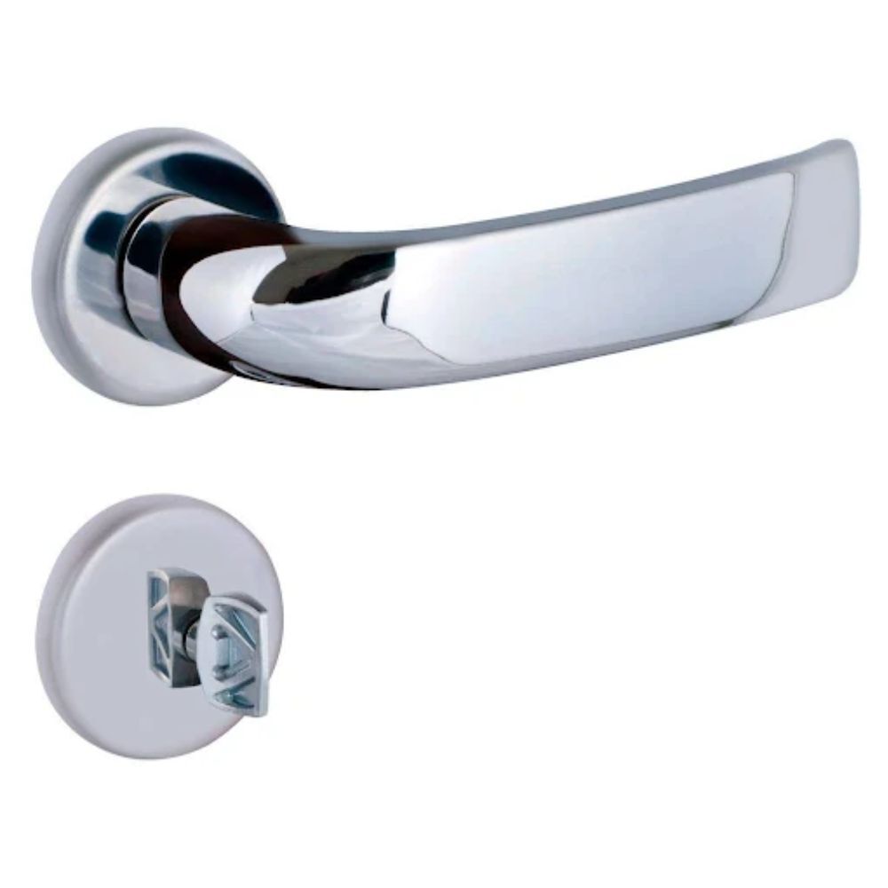 Fechadura para Banheiro de A&ccedil;o Zamac Galaxy 4183 com Roseta Cromada Alian&ccedil;a