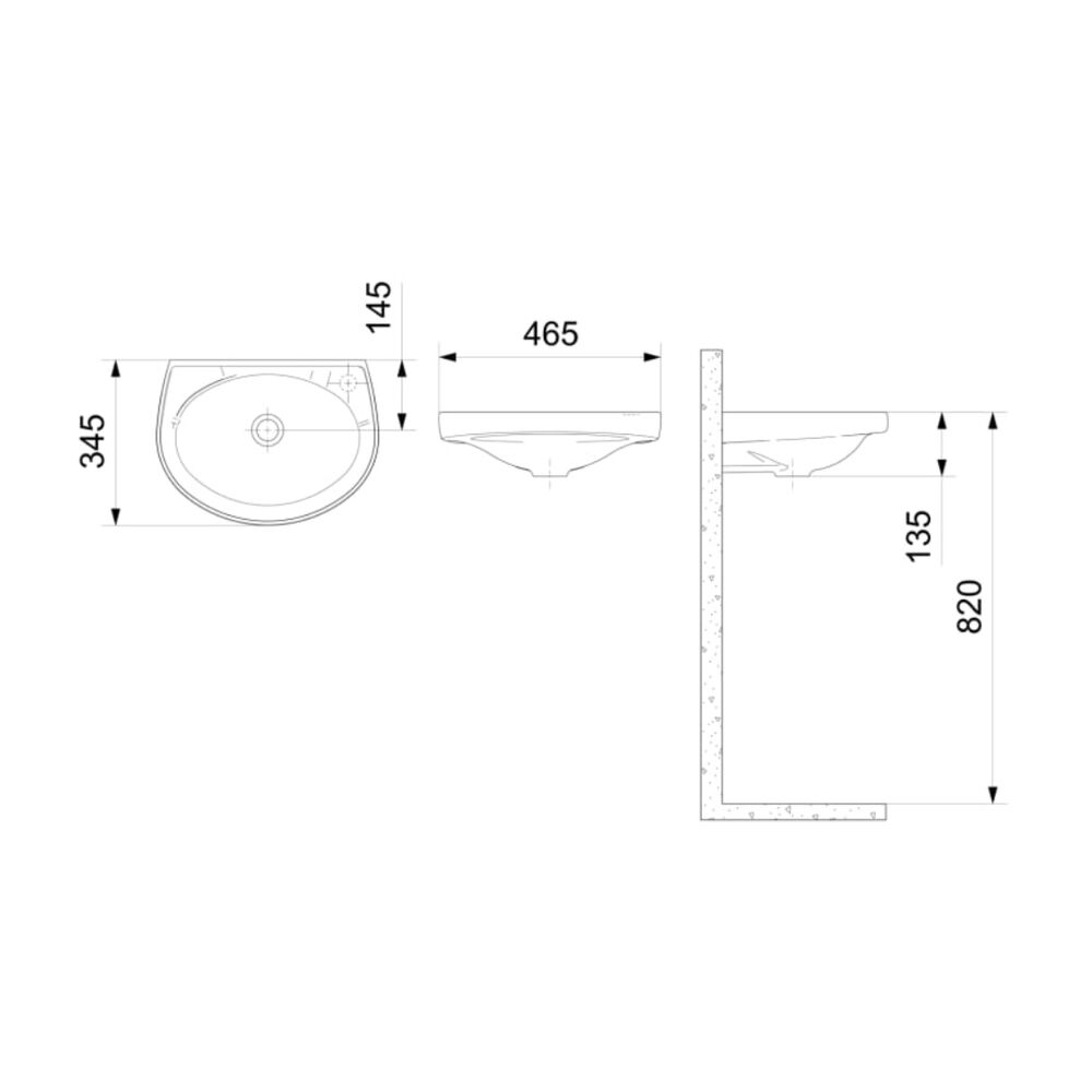Lavat&oacute;rio Suspenso 46,5x34,5cm Branco Celite
