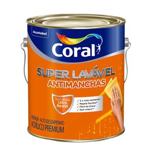 Tinta Acr&iacute;lica Premium Super Lav&aacute;vel Antimanchas 3,6L Coral