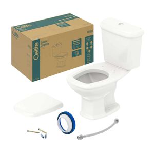 Kit Vaso Sanit&aacute;rio com Caixa Acoplada e Assento Duplo Acionamento 3/6L Sa&iacute;da Vertical Pergamon Fit Plus Celite