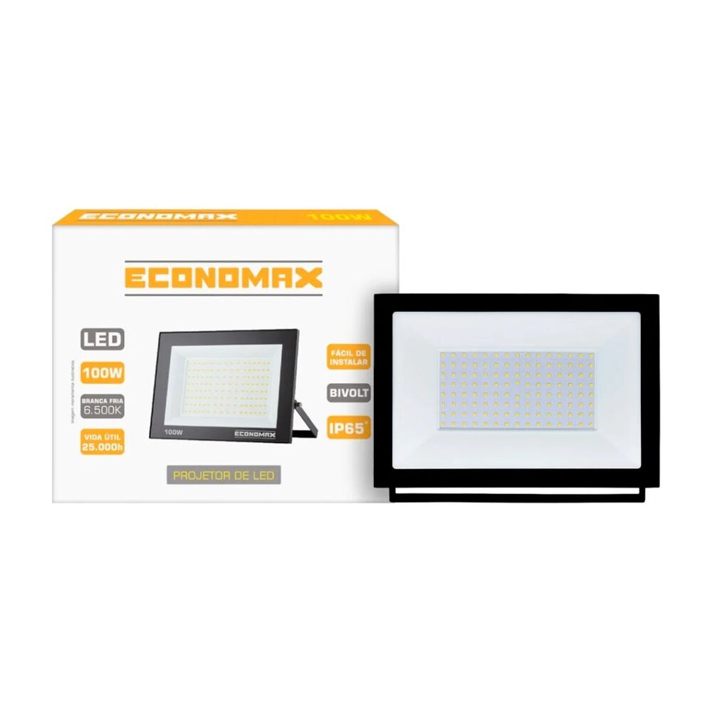 Projetor Led 100W 6500K Branca Fria Bivolt Economax