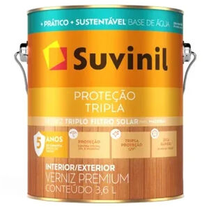 Verniz Brilho Base &Aacute;gua Prote&ccedil;&atilde;o Tripla 3,6 litros Natural Suvinil