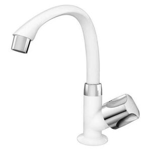 Torneira para Lavat&oacute;rio Mesa Bica Alta M&oacute;vel Orbe 1/2&rdquo; Branca/Cromo Tigre