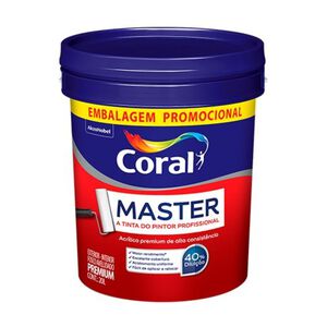 Tinta Acr&iacute;lica Fosca Master Premium Interno e Externo Branca 20L Coral