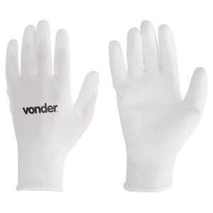 Luva de Poli&eacute;ster com Poliuretano Tamanho 8 Branca PPV0008 Vonder